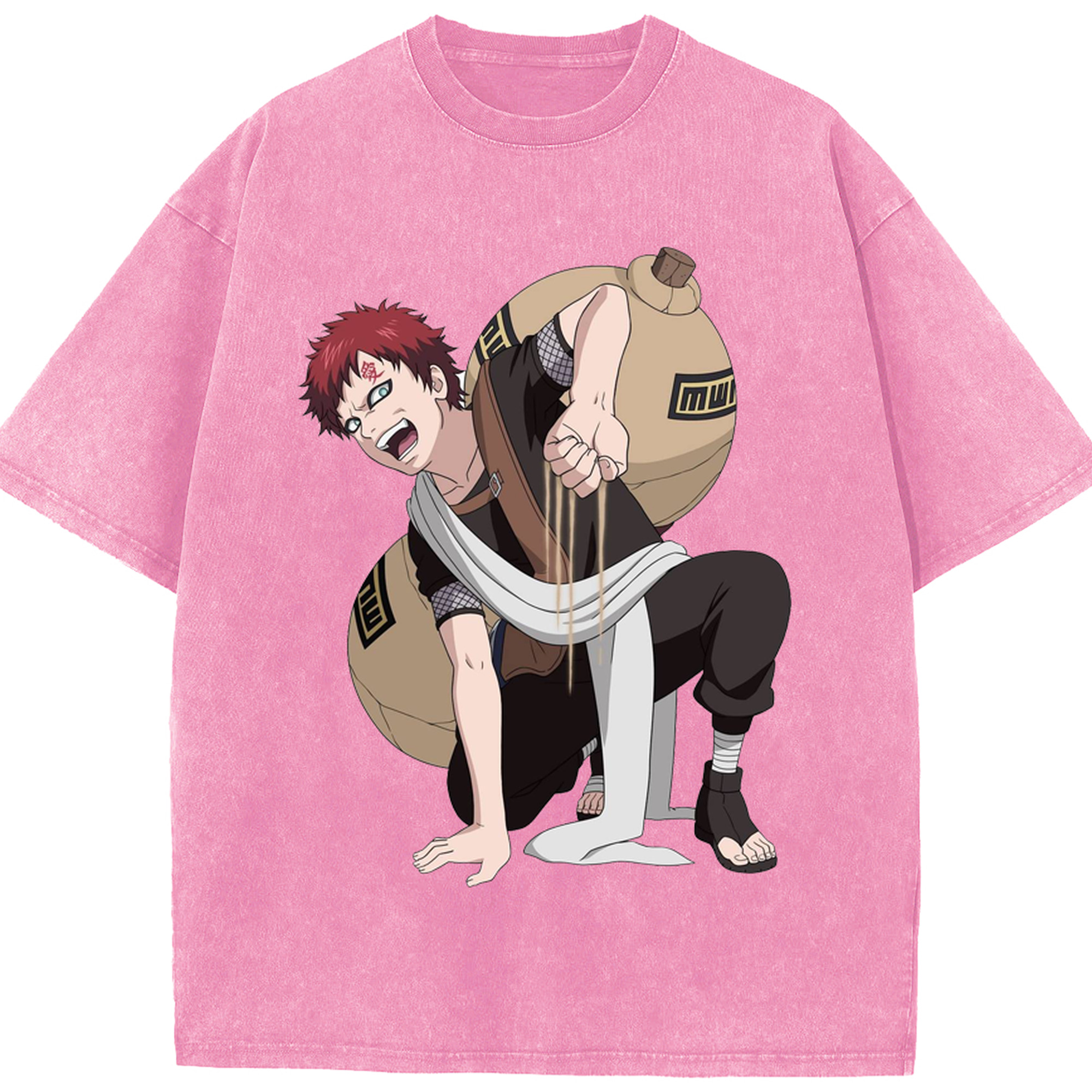 （画像用） NARUTO -ナルト- ガアラ Gaara 綿100% ヴィンテージ風 半袖Tシャツ（フロントプリント）